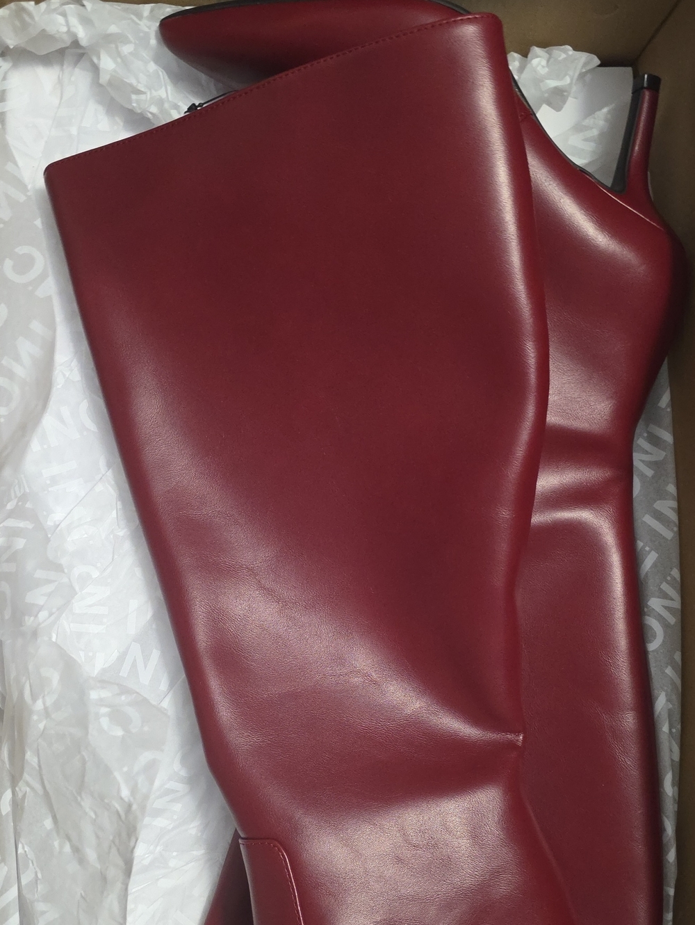 INC International Concepts Red Knee-High Leather Boots 6m Wc